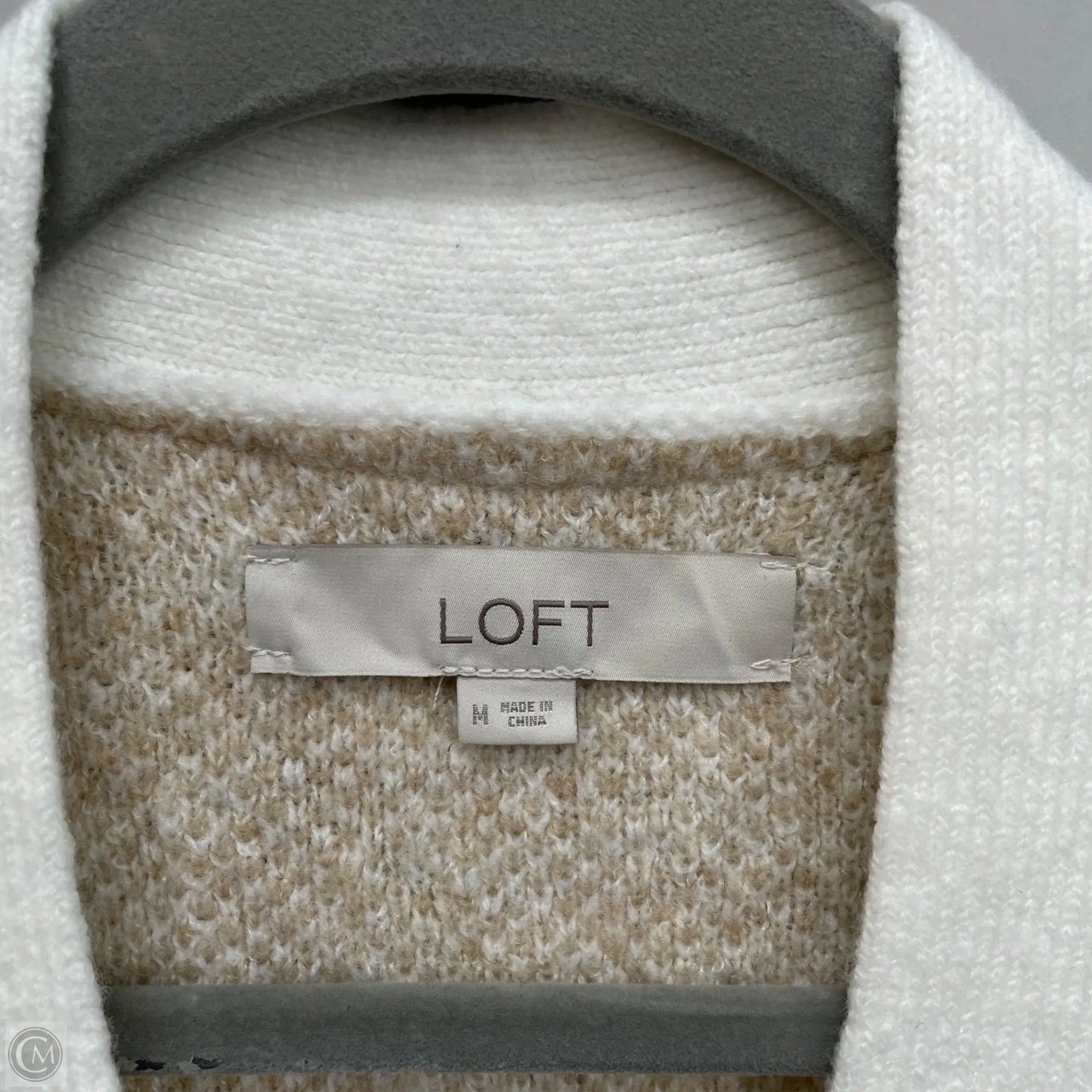 Sweater Cardigan By Loft In Beige, Size: M