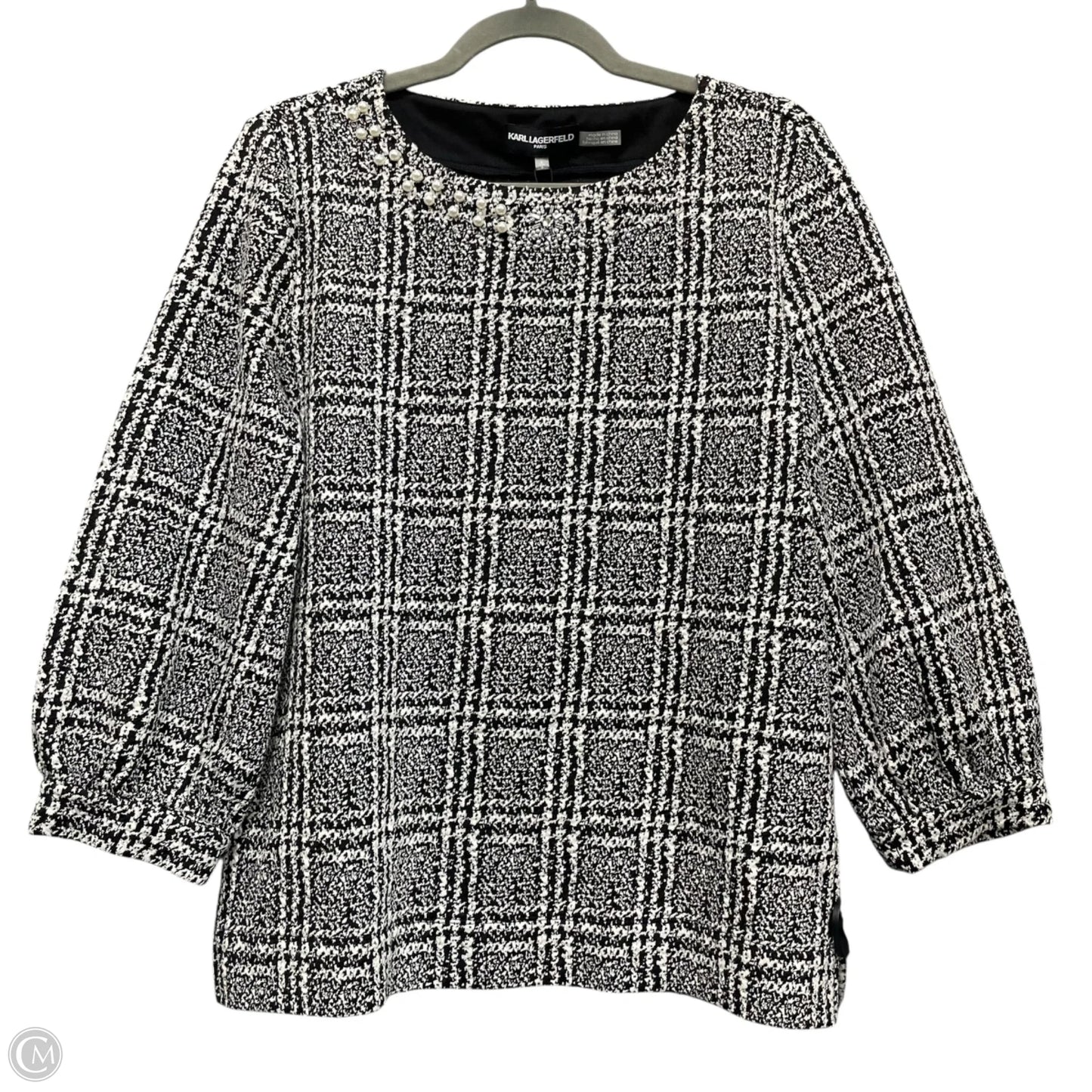 Sweater Designer By Karl Lagerfeld In Black & White, Size: S