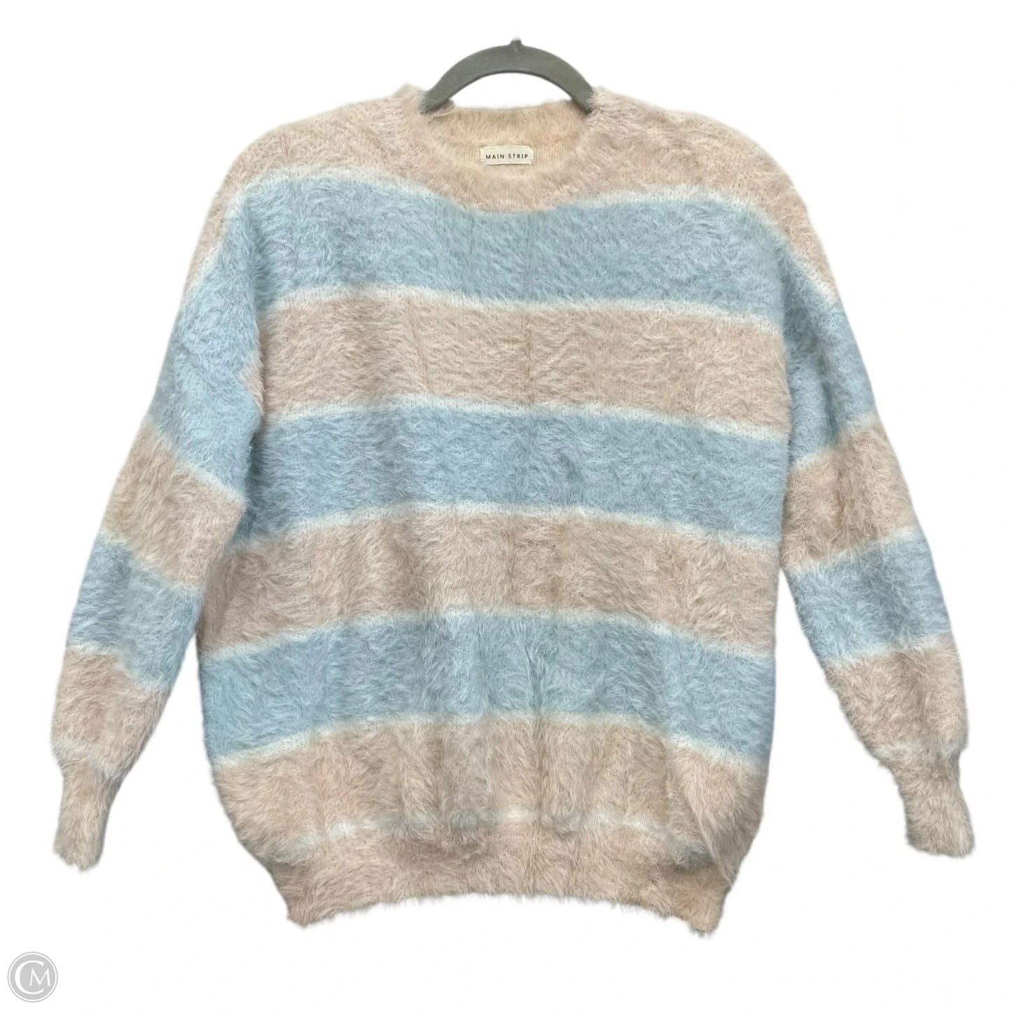 Sweater By Main Strip In Blue & Tan, Size: M