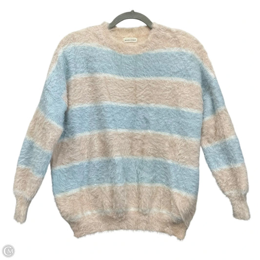Sweater By Main Strip In Blue & Tan, Size: M