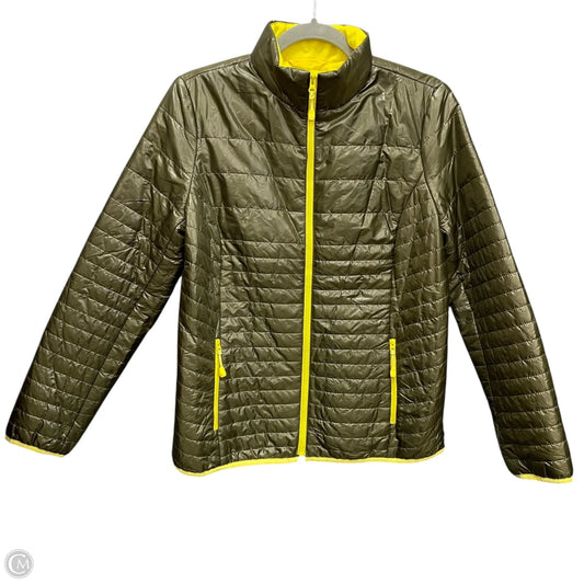 Jacket Puffer & Quilted By Talbots In Green & Yellow, Size: S
