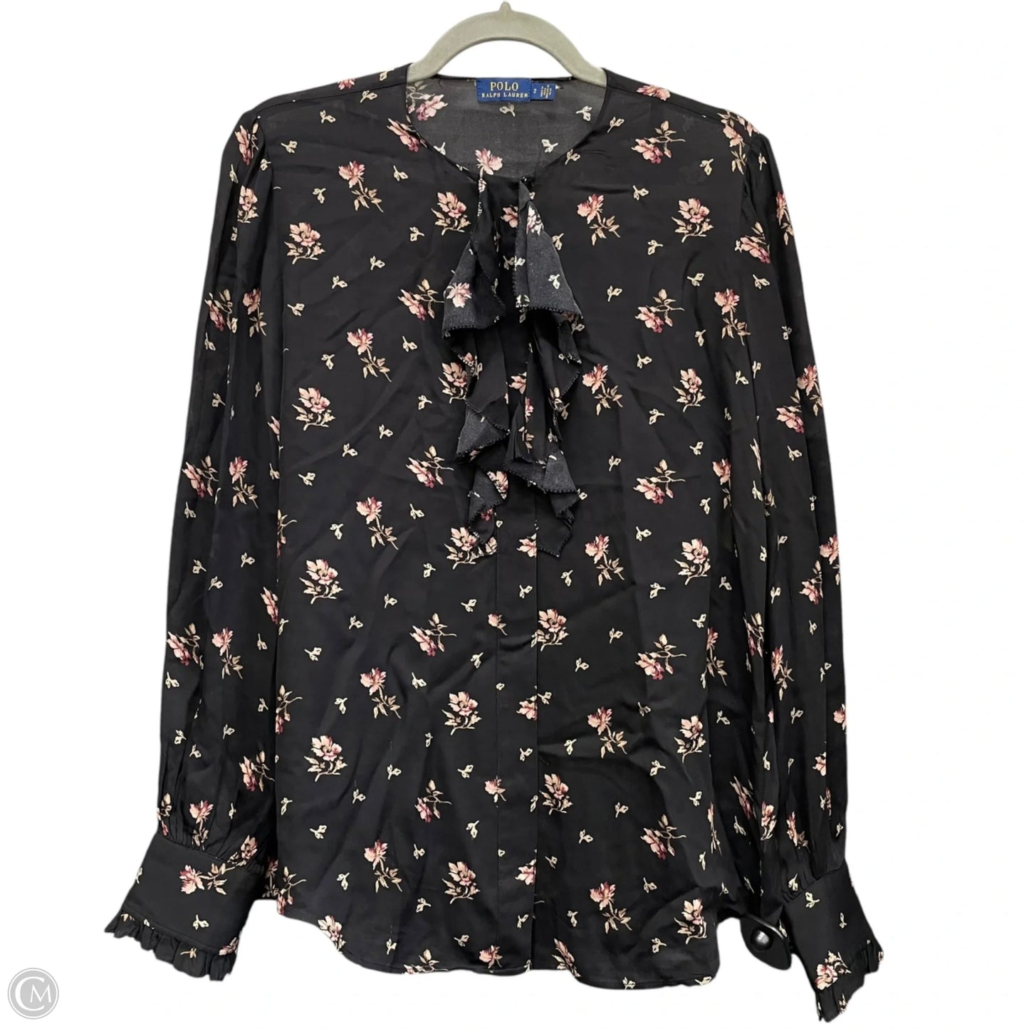 Blouse Long Sleeve By Polo Ralph Lauren In Black, Size: 2