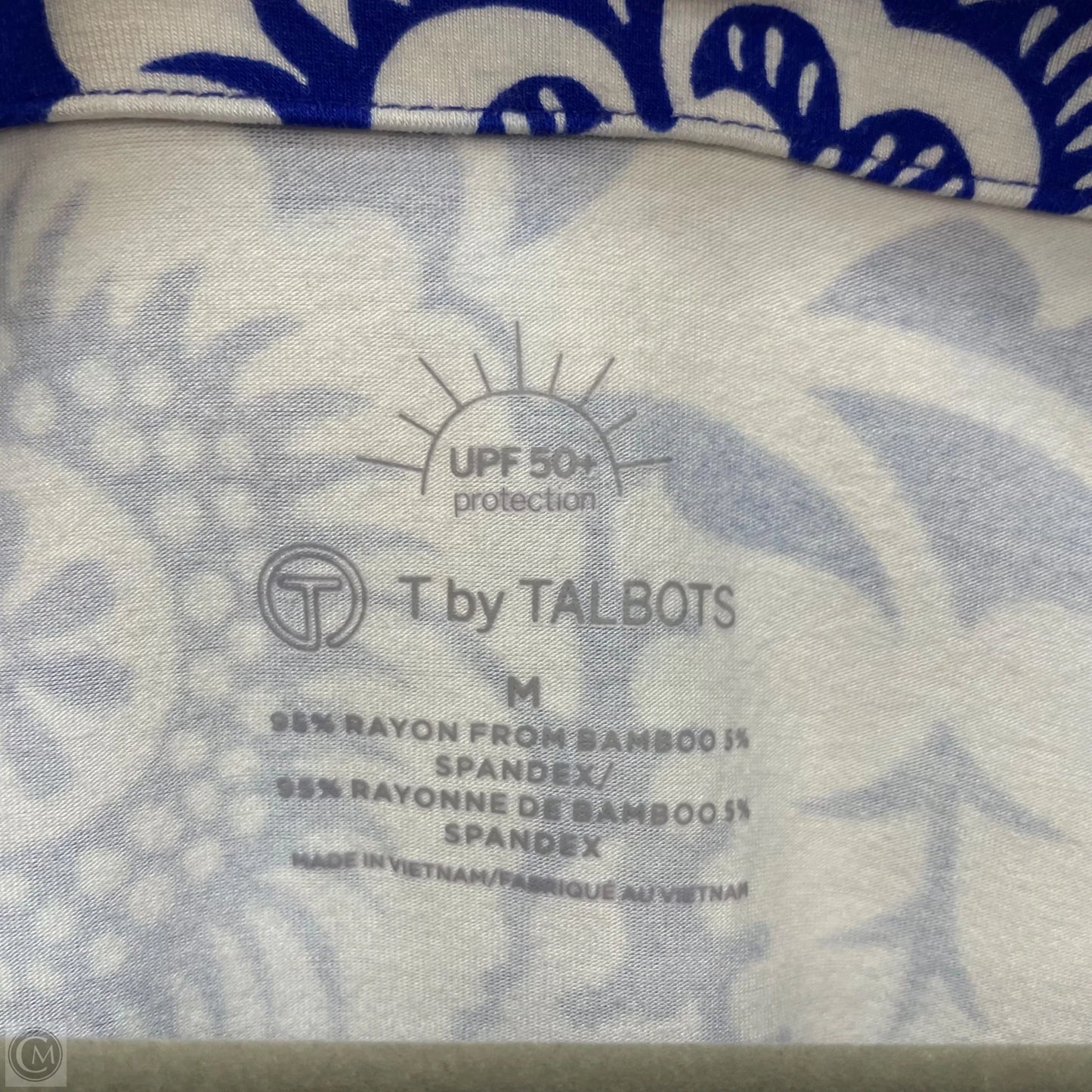 Top Long Sleeve By Talbots In Blue & White, Size: M