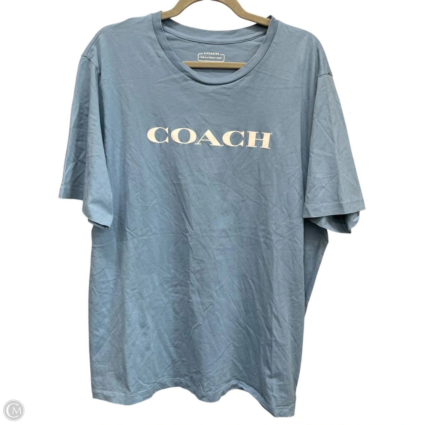 Top Short Sleeve Designer By Coach In Blue, Size: Xxl