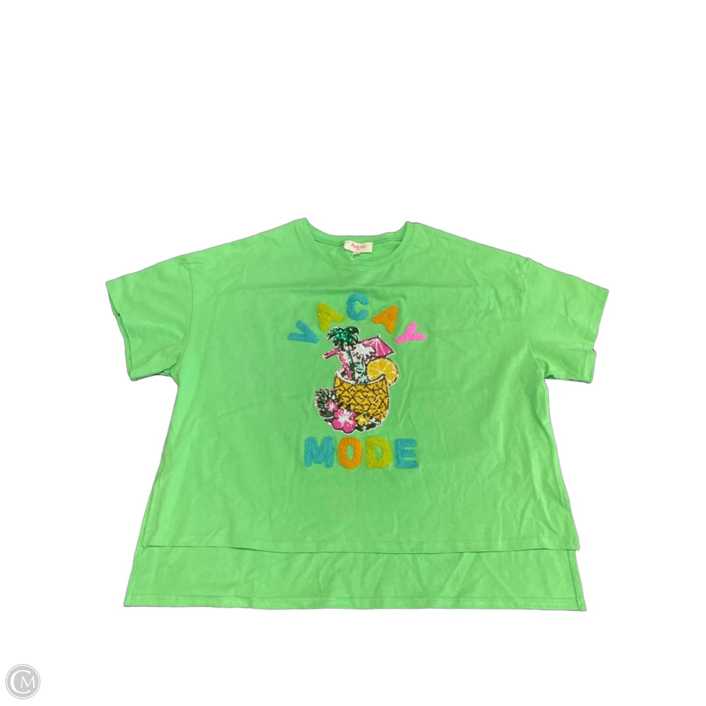 Top Short Sleeve By Peach Love Cream California In Green, Size: M