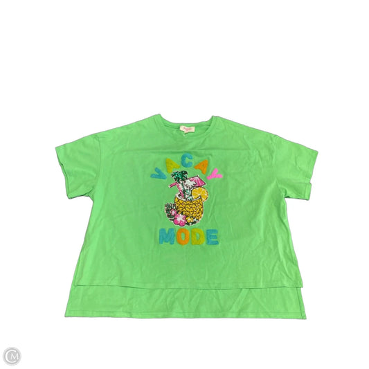 Top Short Sleeve By Peach Love Cream California In Green, Size: M