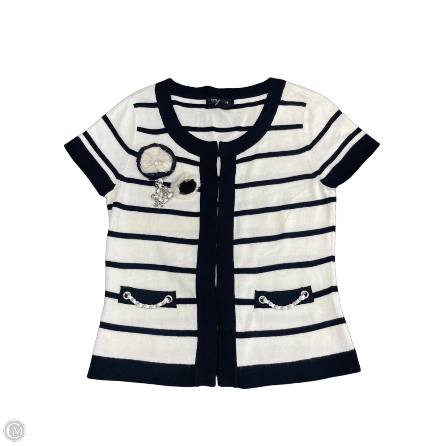 Top Short Sleeve By White House Black Market In Black & White, Size: S