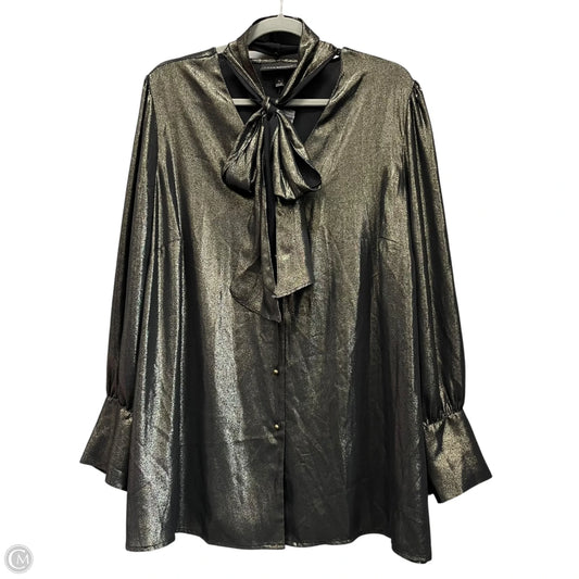 Blouse Long Sleeve By Lane Bryant In Black & Gold, Size: 18