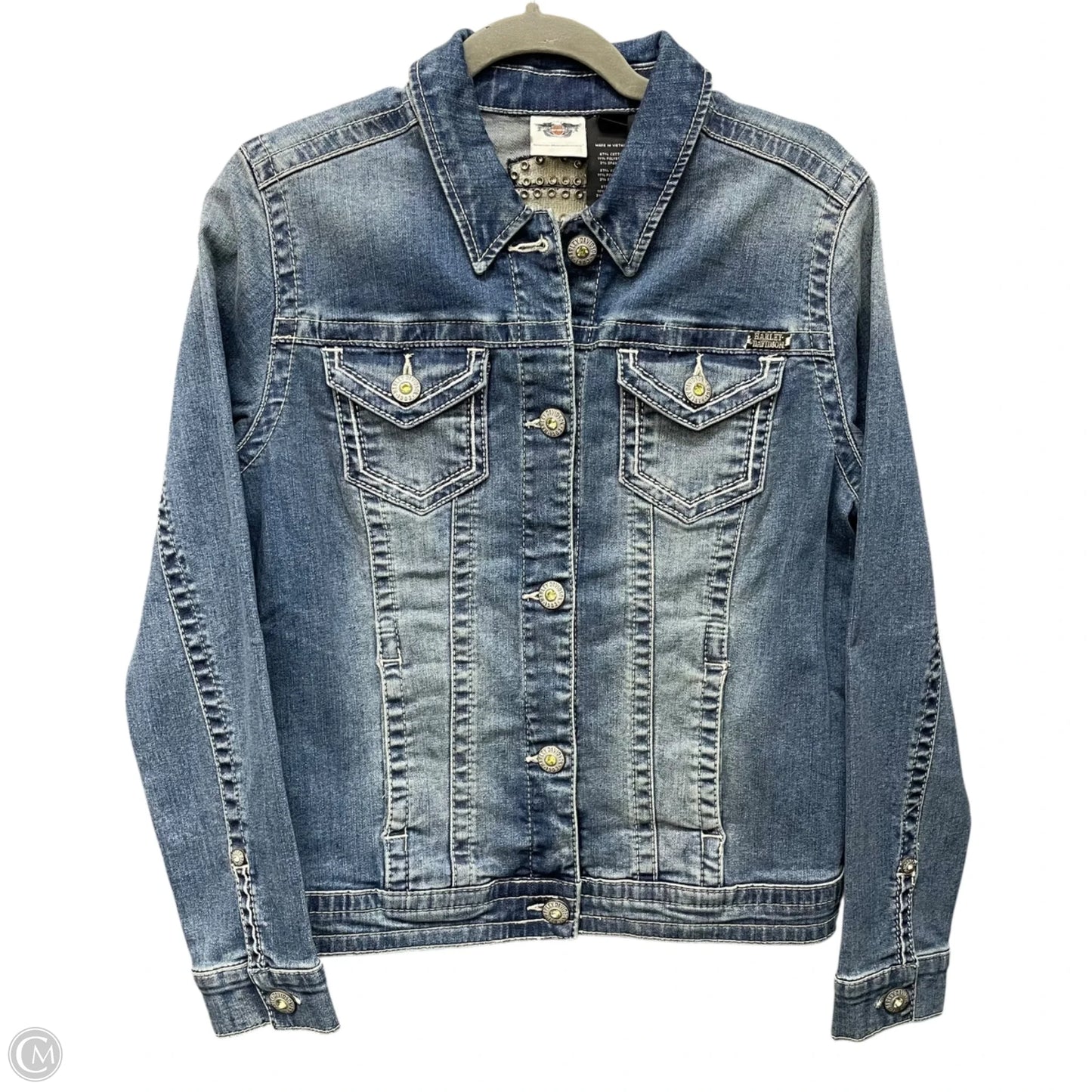 Jacket Denim By Harley Davidson In Blue Denim, Size: M