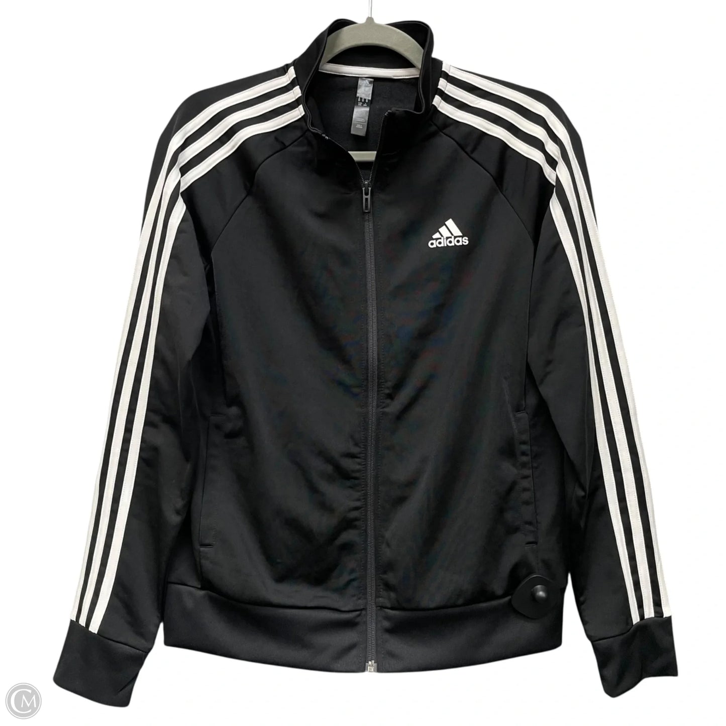 Athletic Top Long Sleeve Collar By Adidas In Black, Size: M