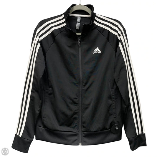 Athletic Top Long Sleeve Collar By Adidas In Black, Size: M