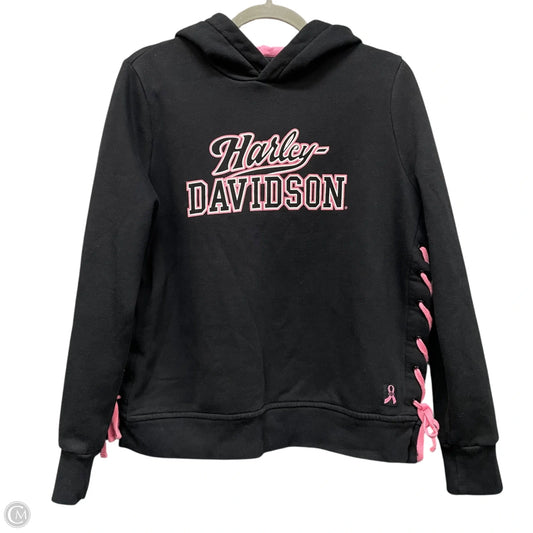 Sweatshirt Hoodie By Harley Davidson In Black & Pink, Size: M