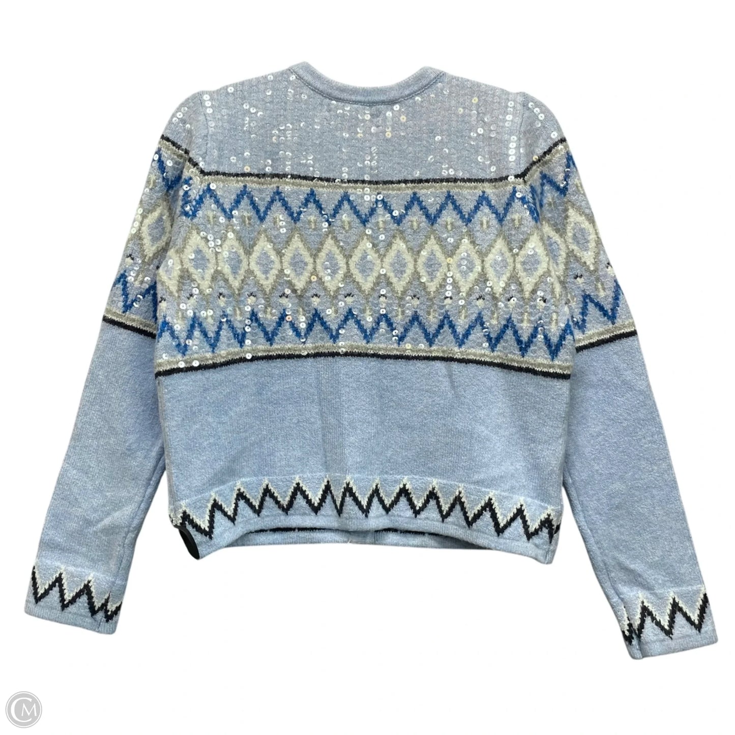 Sweater Cardigan By Loft In Blue & White, Size: M