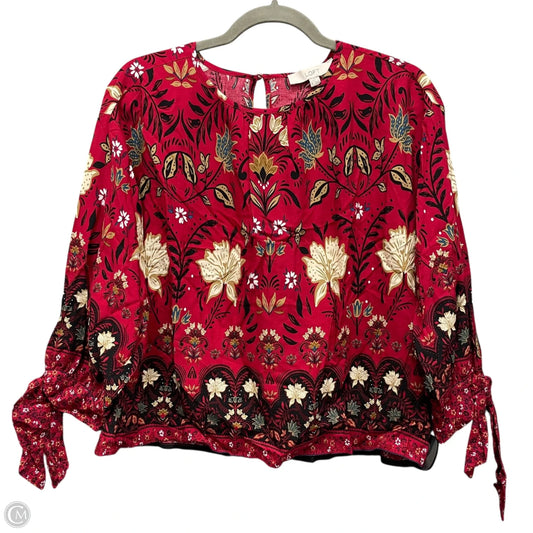 Top Long Sleeve By Loft In Black & Red, Size: Xs