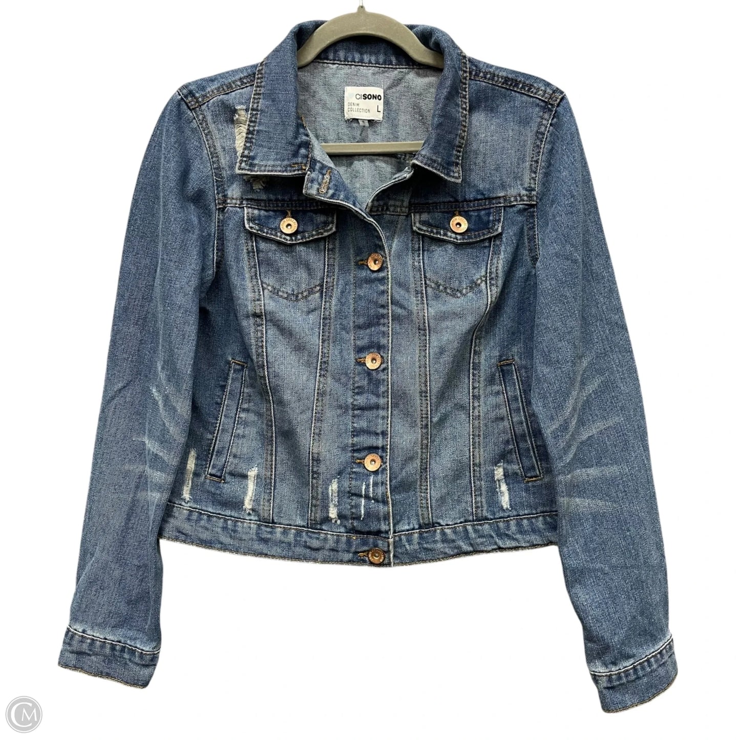 Jacket Denim By Ci Sono In Blue Denim, Size: L