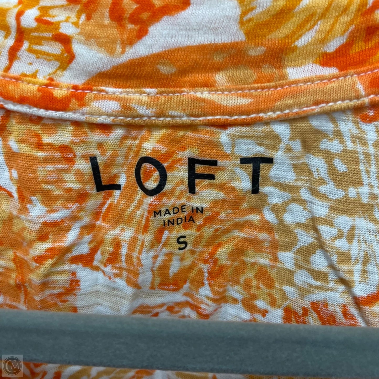 Top Short Sleeve Basic By Loft In Orange & White, Size: S