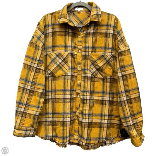 Jacket Shirt By White Birch In Yellow, Size: L