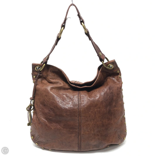 Handbag Leather By Fossil, Size: Medium