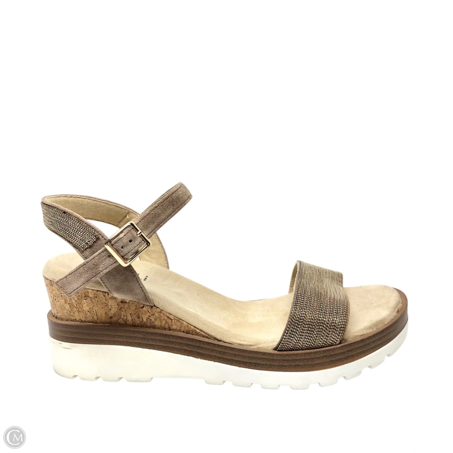 Sandals Heels Wedge By Vaneli In Beige, Size: 10