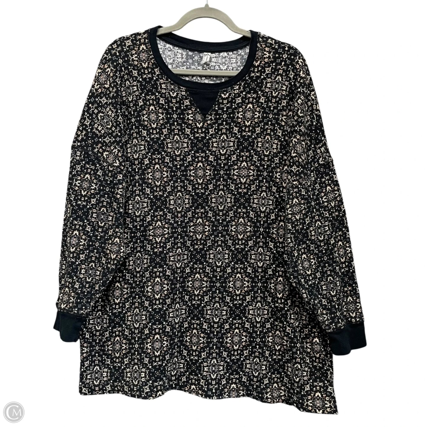 Tunic 3/4 Sleeve By Free People In Black & Cream, Size: M