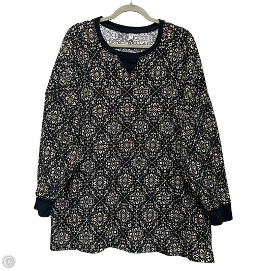 Tunic 3/4 Sleeve By Free People In Black & Cream, Size: M