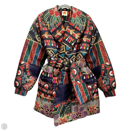 Coat Puffer & Quilted By Farm Rio In Multi-colored, Size: S