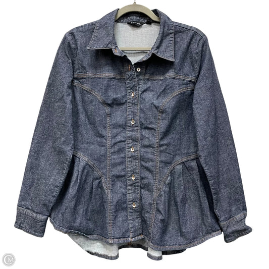 Top Long Sleeve By Peace Love World In Blue Denim, Size: M