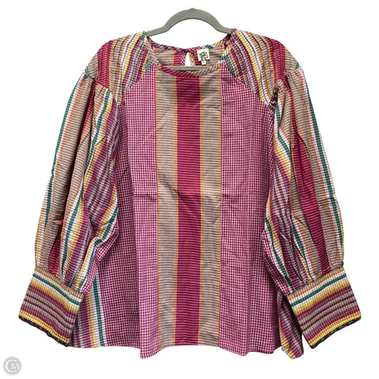 Top Long Sleeve By Ivy Jane In Green & Purple, Size: L