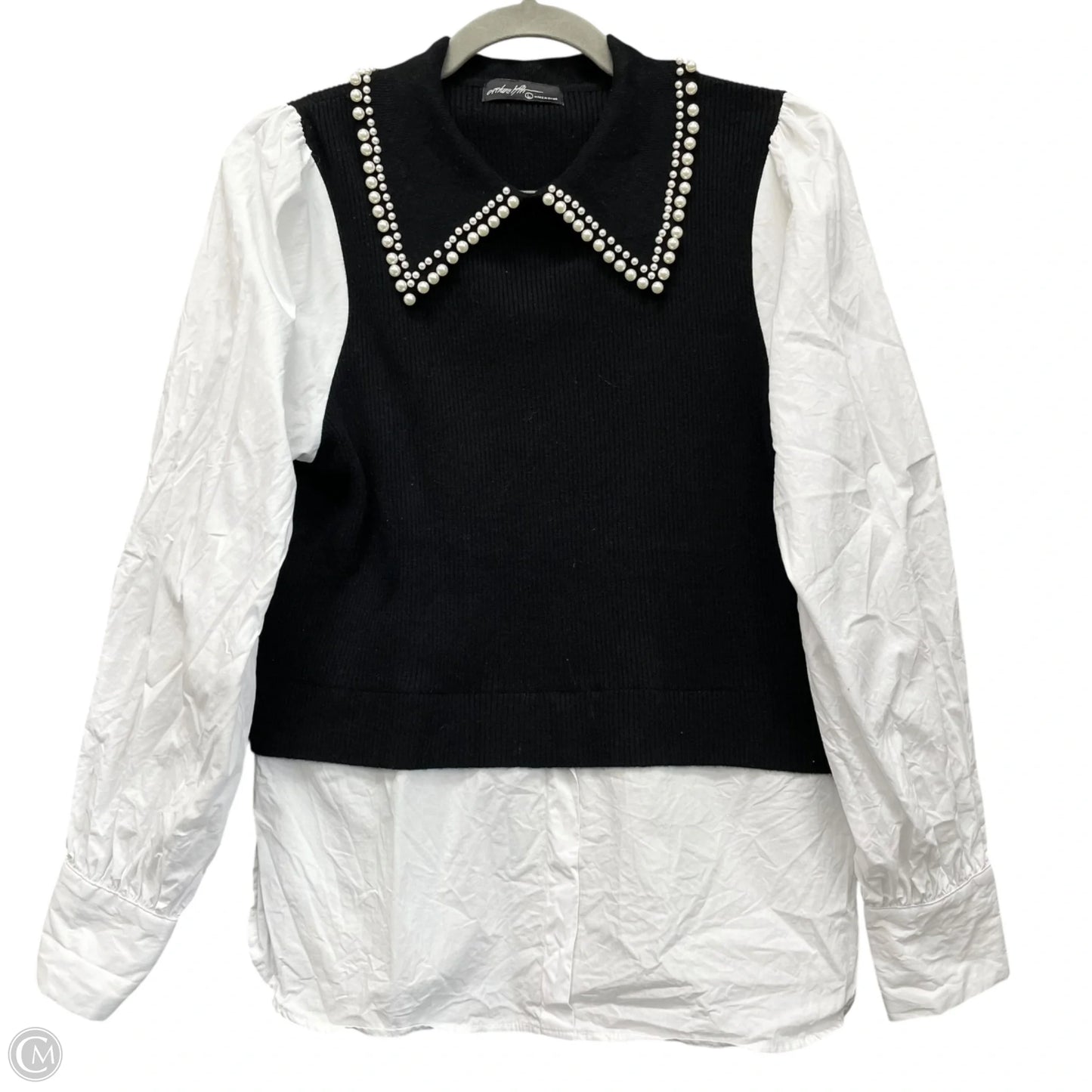 Top Long Sleeve By Ontwelfth In Black & White, Size: L