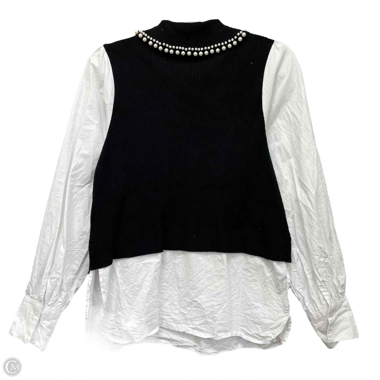 Top Long Sleeve By Ontwelfth In Black & White, Size: L