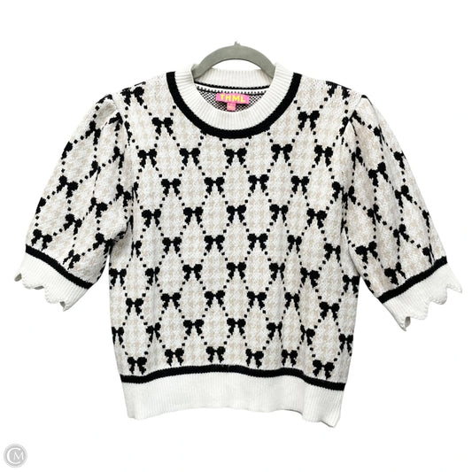 Sweater Short Sleeve By Thml In Black & Cream, Size: M