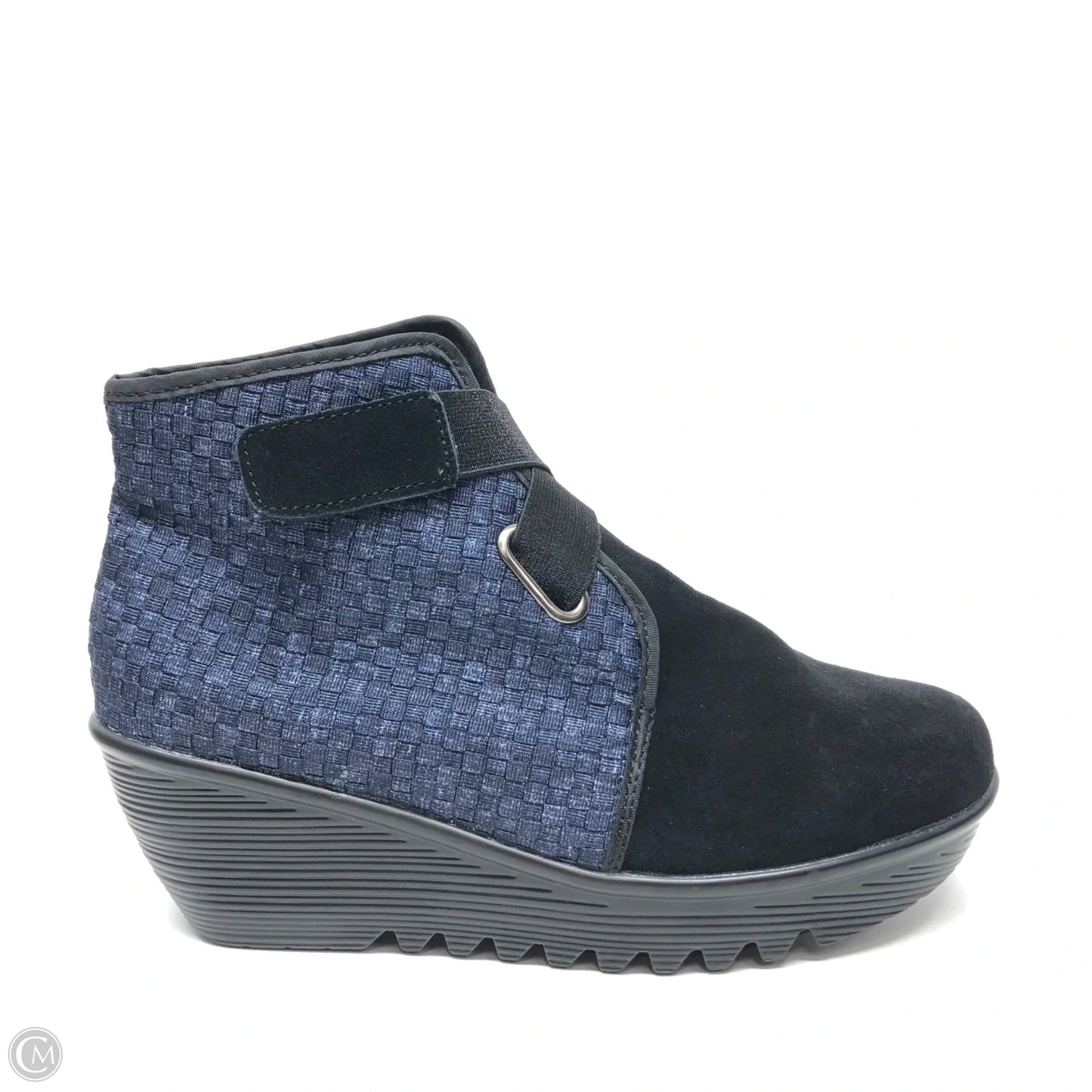 Shoes Heels Wedge By Bernie Mev In Black & Blue, Size: 10