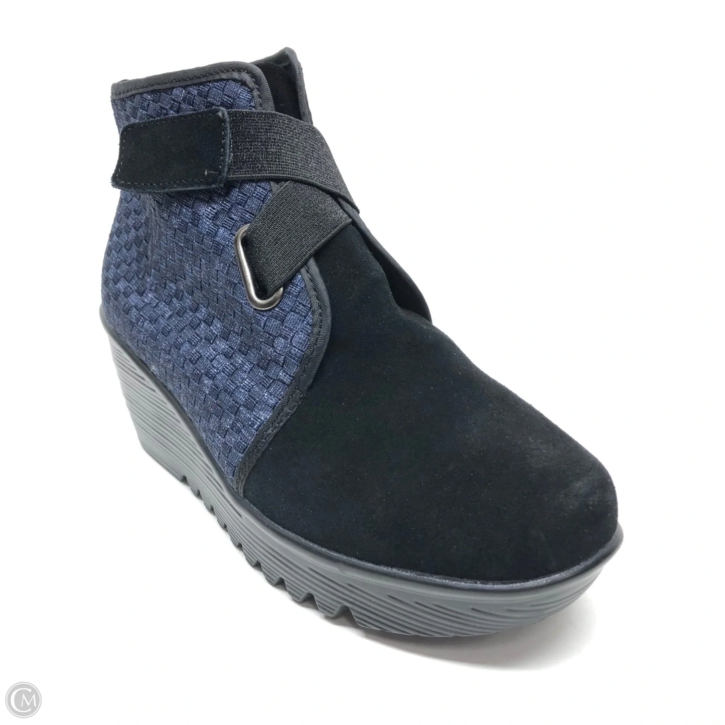 Shoes Heels Wedge By Bernie Mev In Black & Blue, Size: 10