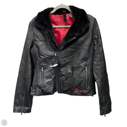 Jacket Moto By Desigual In Black, Size: 10