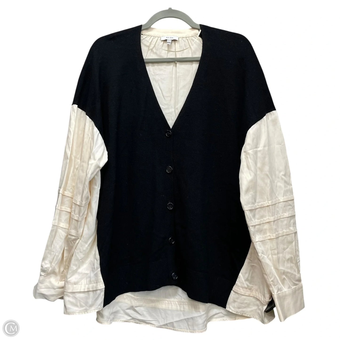 Top Long Sleeve By Reiss In Black & Cream, Size: 12