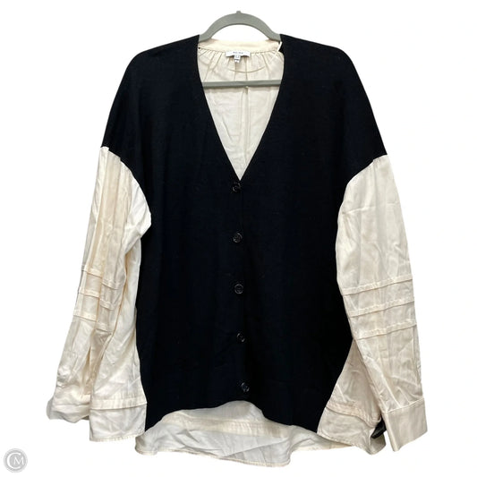 Top Long Sleeve By Reiss In Black & Cream, Size: 12