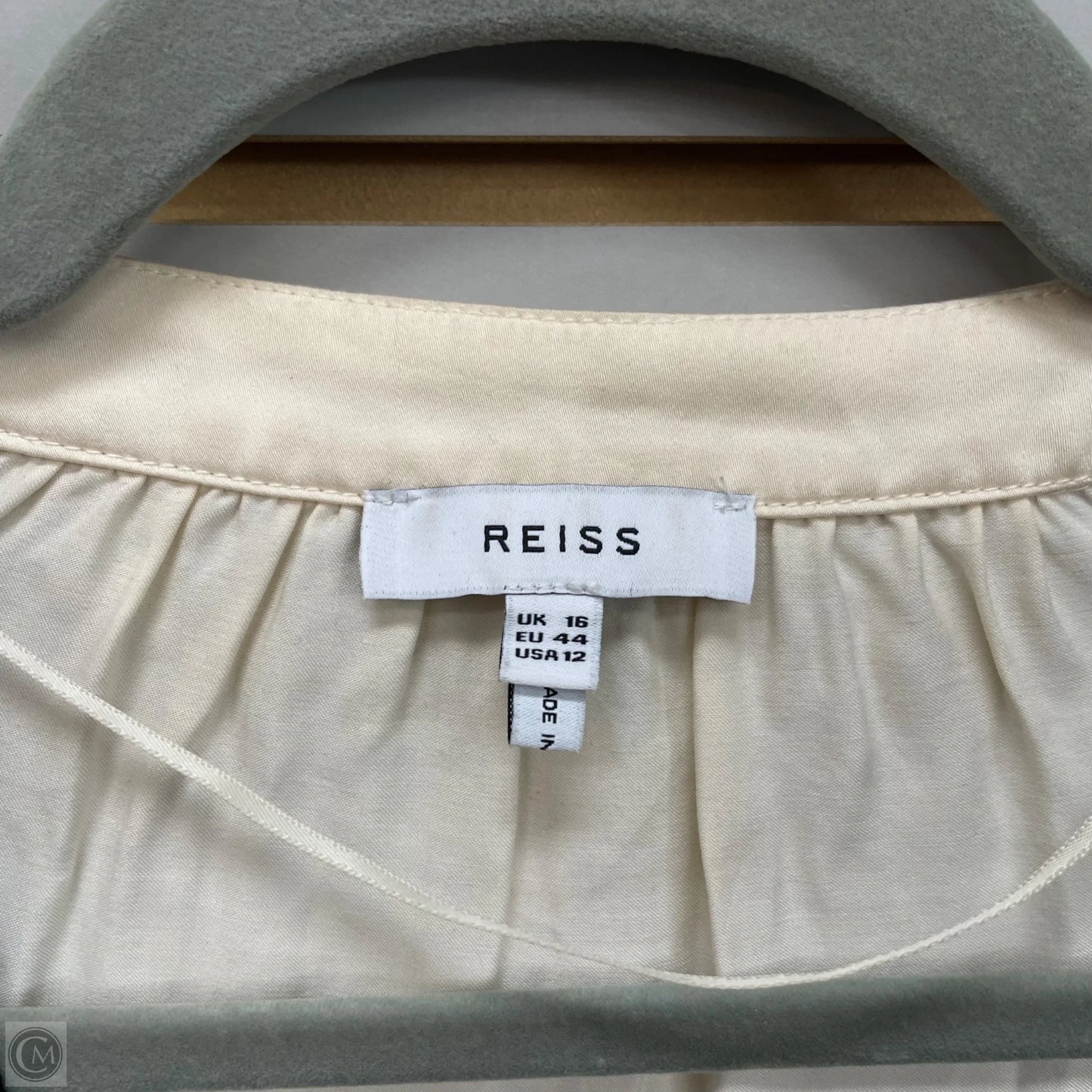 Top Long Sleeve By Reiss In Black & Cream, Size: 12