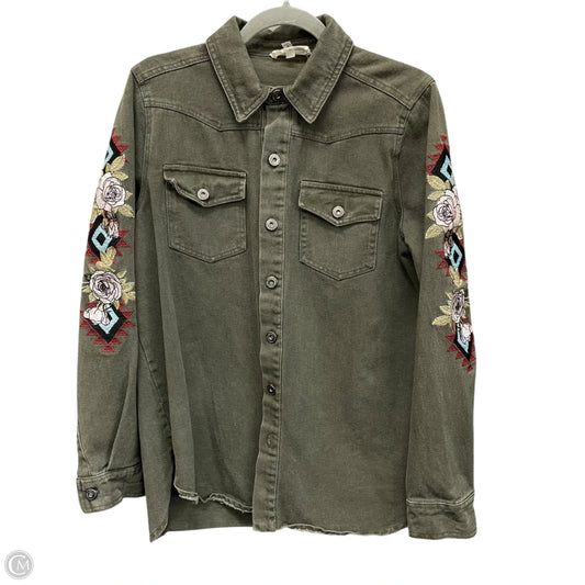 Jacket Shirt By Peach Love Cream California In Green, Size: M
