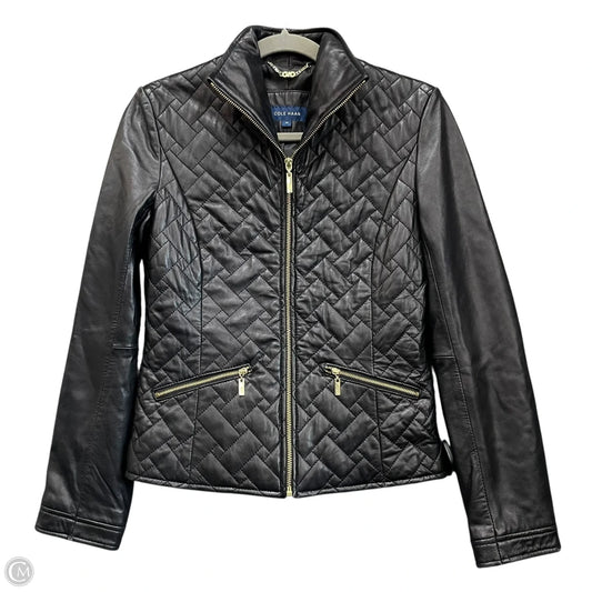 Jacket Leather By Cole-haan In Black, Size: Xs