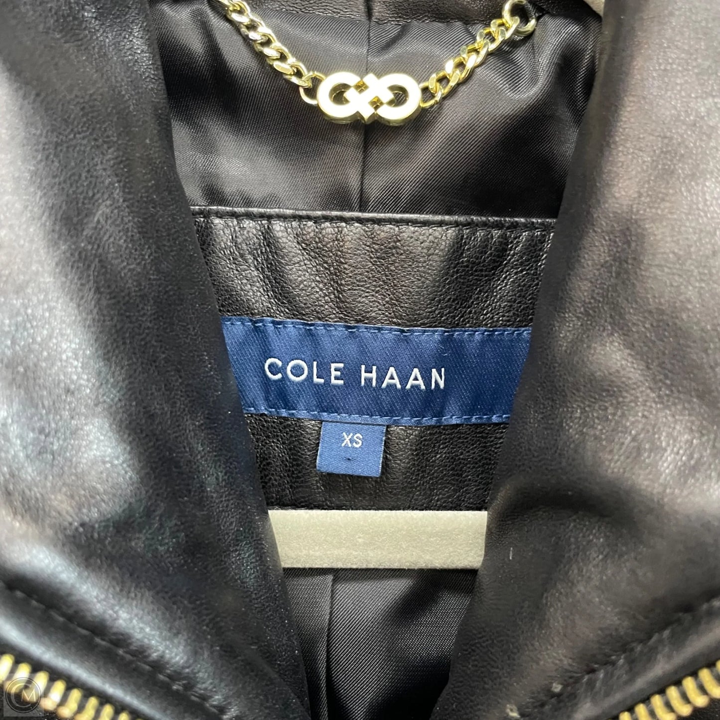 Jacket Leather By Cole-haan In Black, Size: Xs