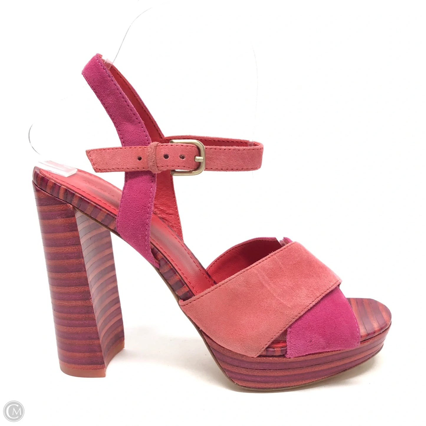 Sandals Heels Block By Cmb In Pink & Red, Size: 6.5