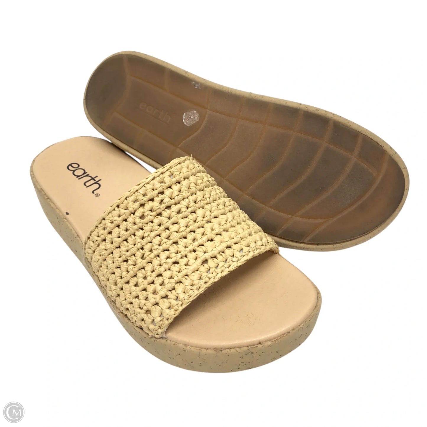 Sandals Heels Platform By Earth In Cream, Size: 6.5