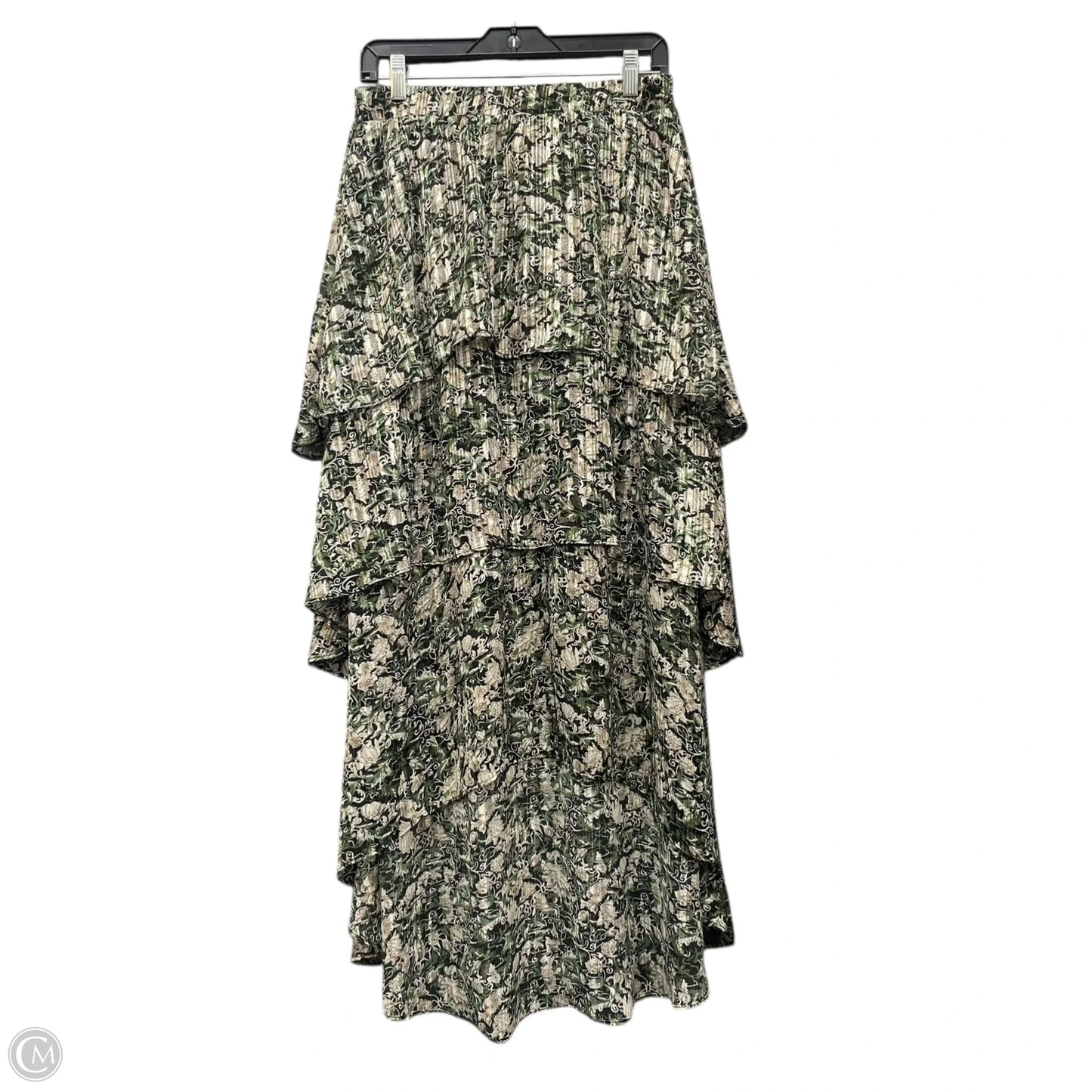 Skirt Midi By Melloday In Green & Tan, Size: M