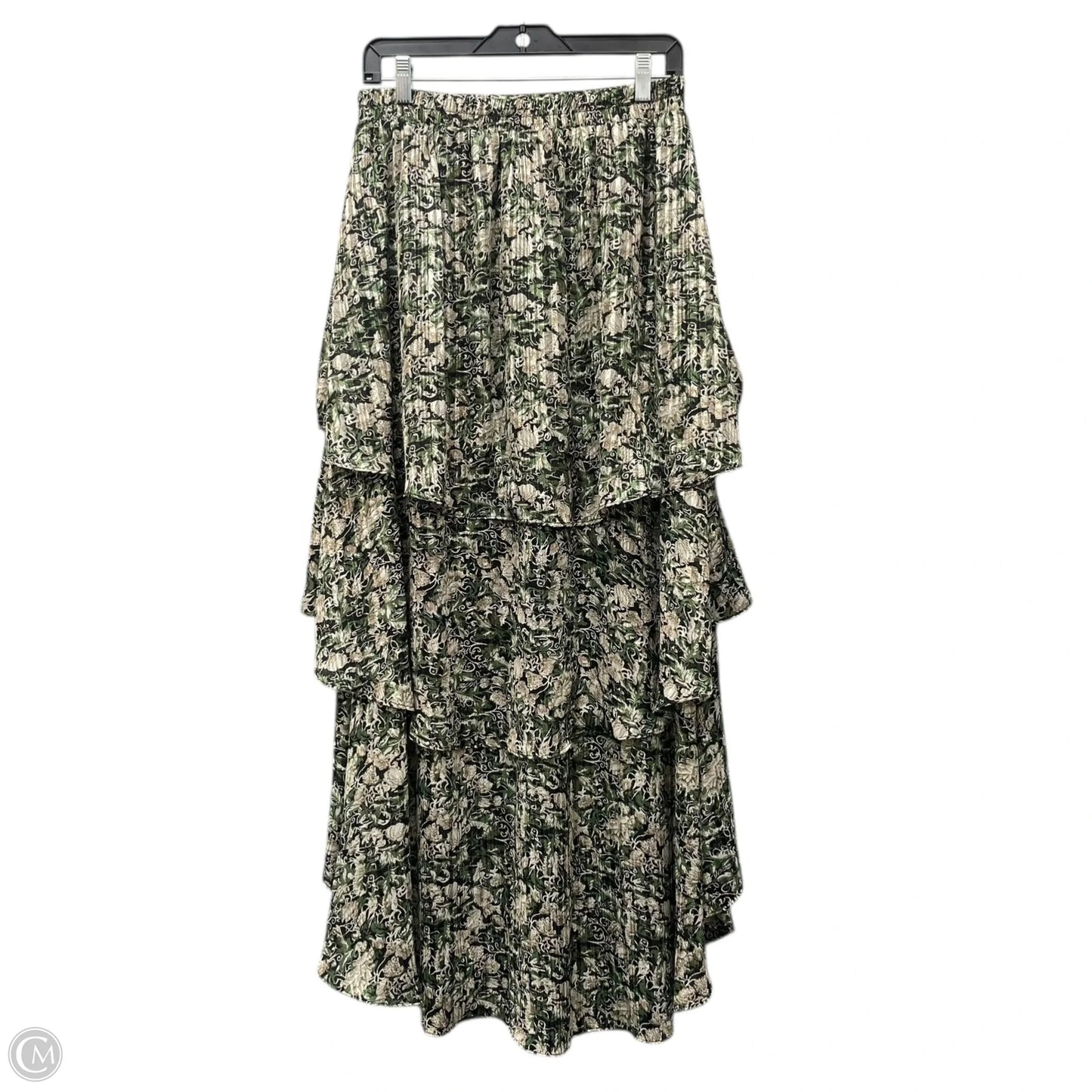 Skirt Midi By Melloday In Green & Tan, Size: M