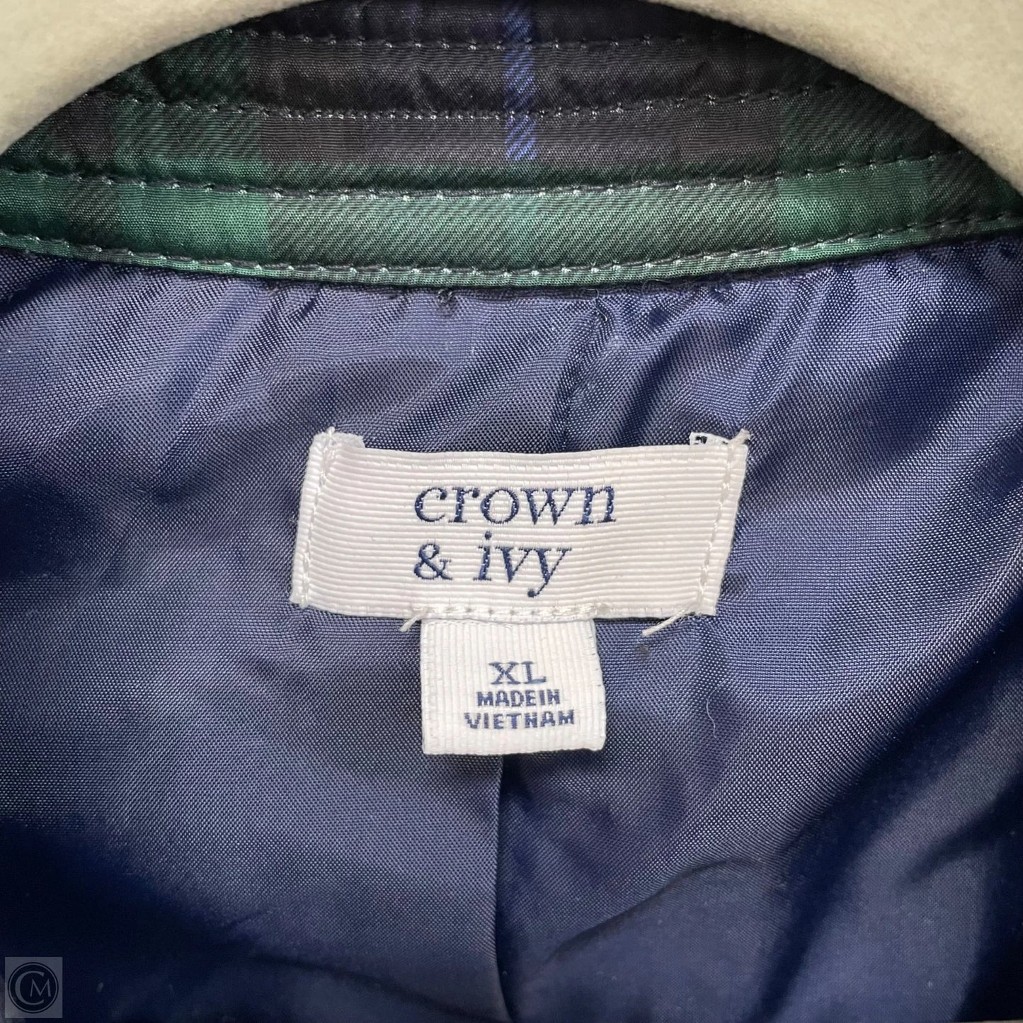 Jacket Puffer & Quilted By Crown And Ivy In Blue & Green, Size: Xxl