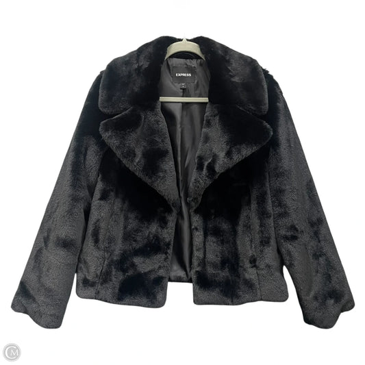 Jacket Faux Fur & Sherpa By Express In Black, Size: S