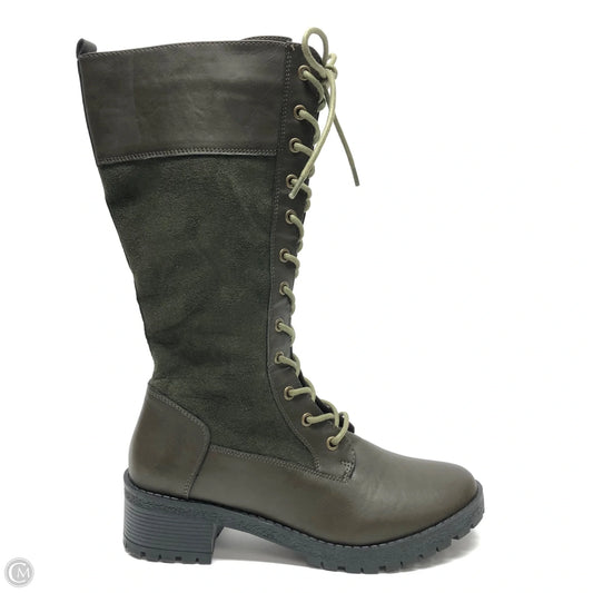 Boots Knee Heels By Clothes Mentor In Green, Size: 9.5