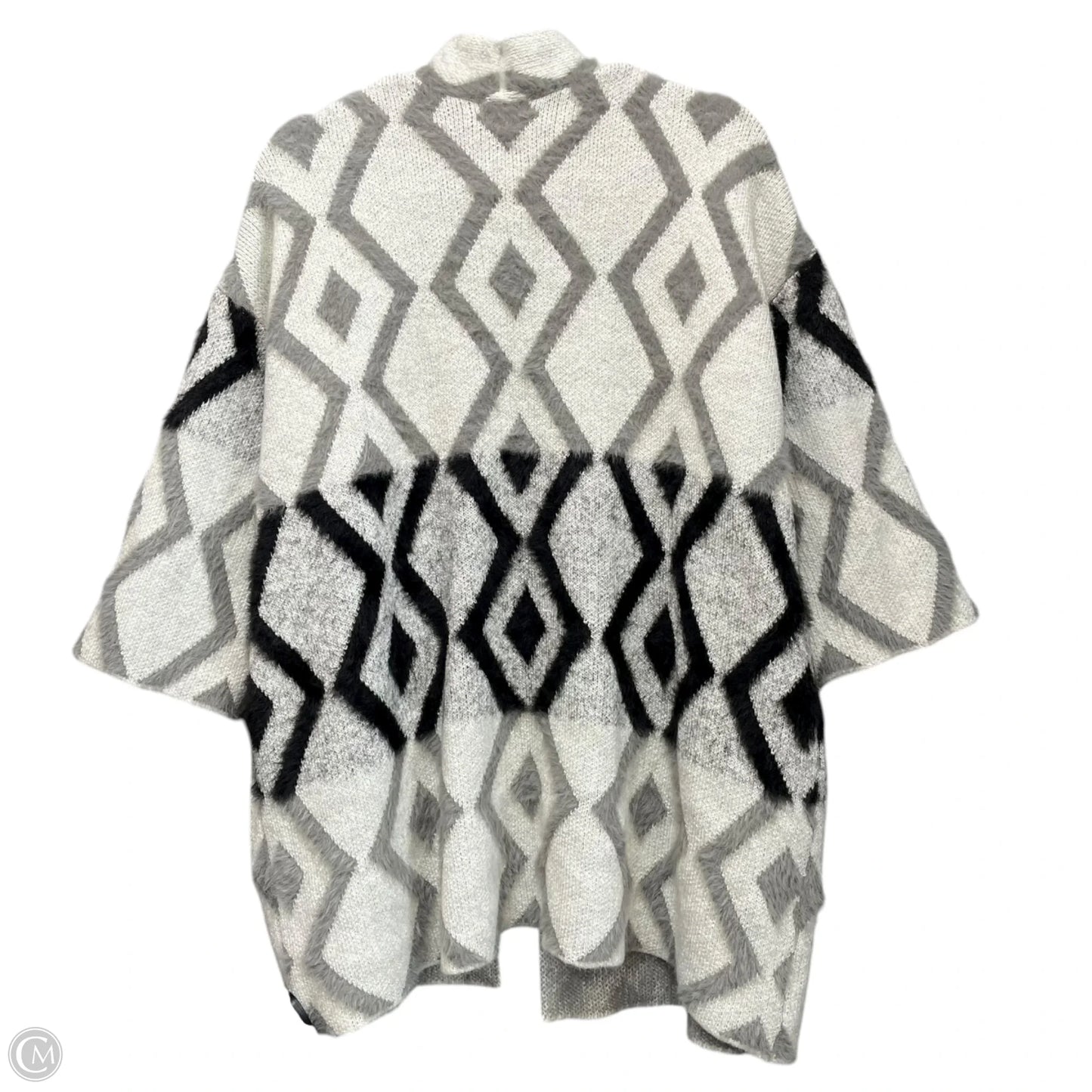 Sweater Cardigan By Multiples In Grey & White, Size: 1x