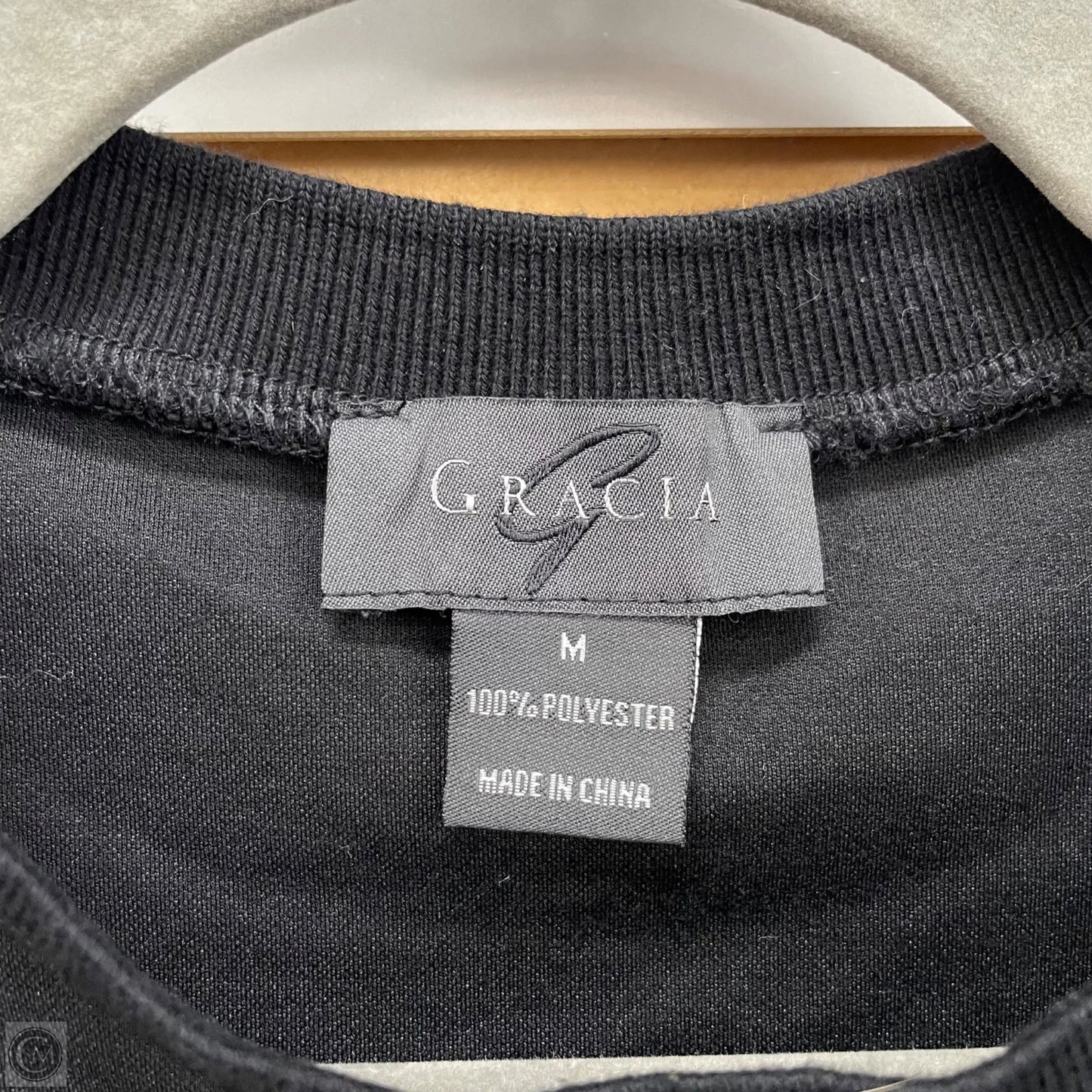 Top Long Sleeve By Gracia In Black & White, Size: M