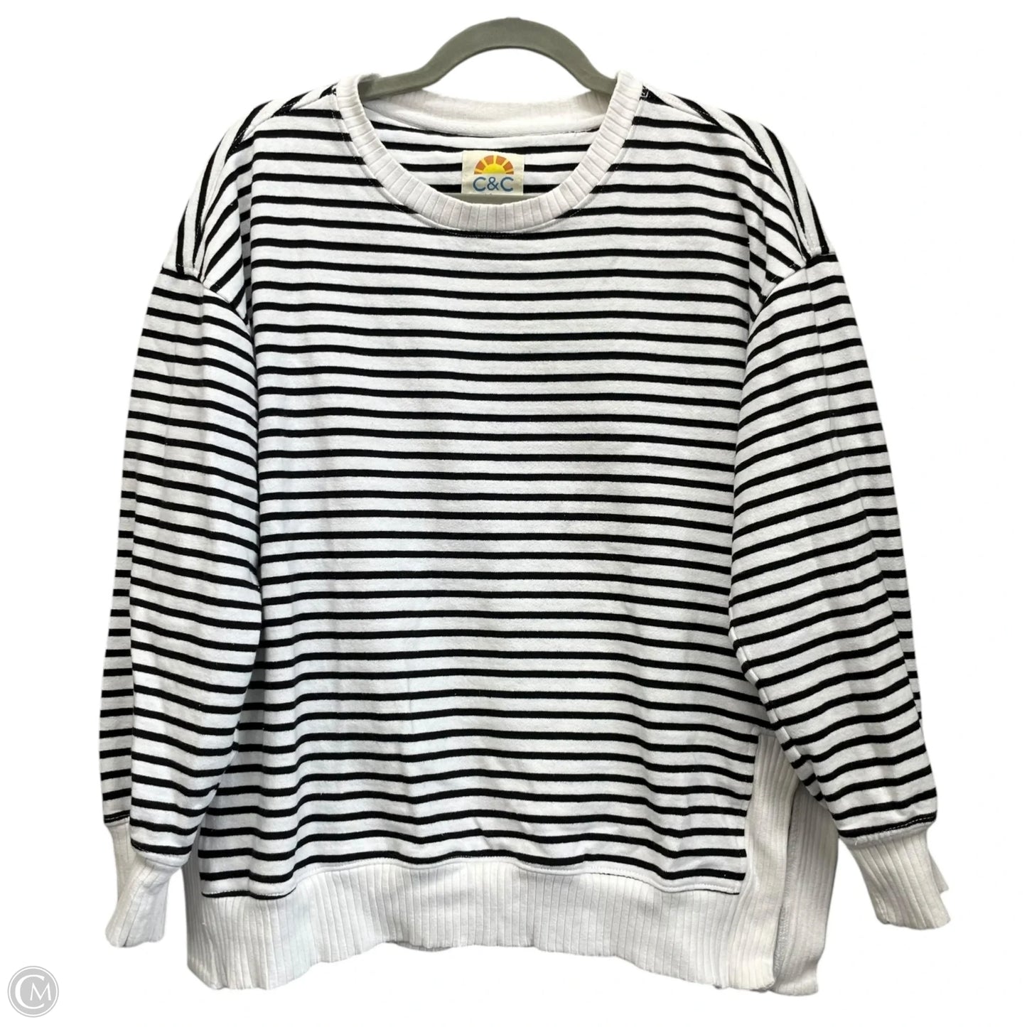 Sweatshirt Crewneck By C And C In Black & White, Size: M